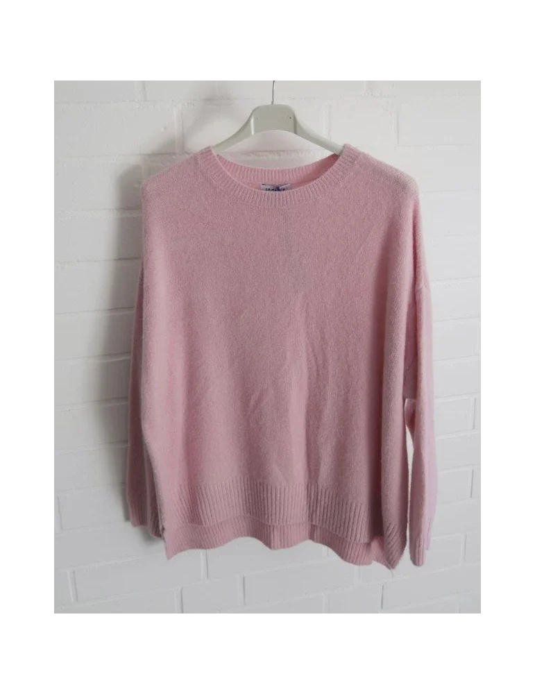 Kuscheliger, hellrosa Oversize-Strickpullover für Damen mit Rundhalsausschnitt und Rippbündchen