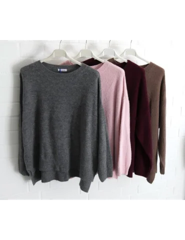Damen Oversize Strick Pullover Rundhals...