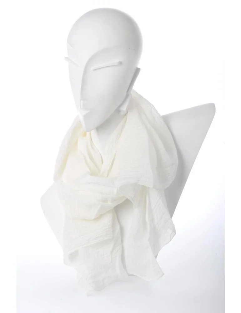 Schal Tuch Loop Made in Italy Seide Baumwolle weiß white uni