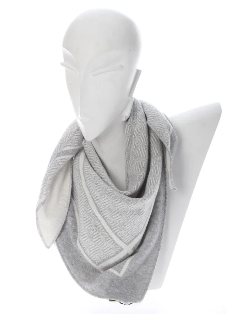 Zwillingsherz Wende Dreieckstuch Kinder hellgrau creme Striche mit Kaschmir Caroline Junior