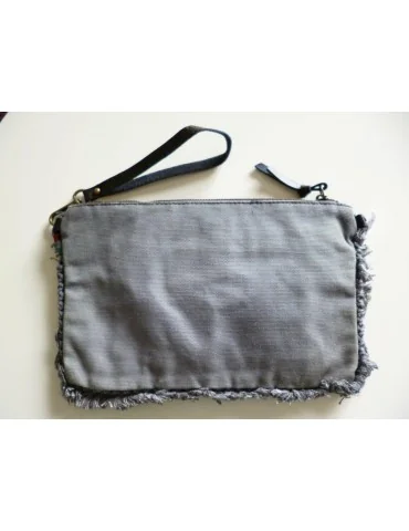 Clutch Schultertasche Tasche grau schwarz Sterne Schrift Gebäude Canvas