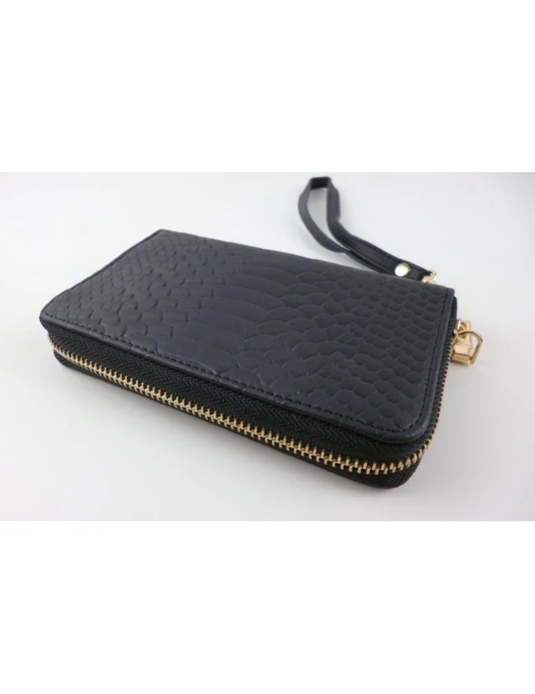 Giuliano Portemonnaie Geldbörse Börse schwarz passende Tasche Kroko Look