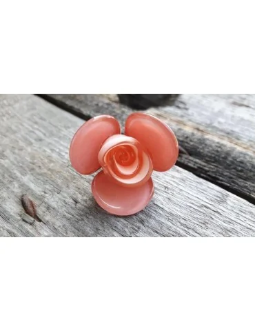 Ring Damenring Fingerring Kunststoff lachs Blume dehnbar