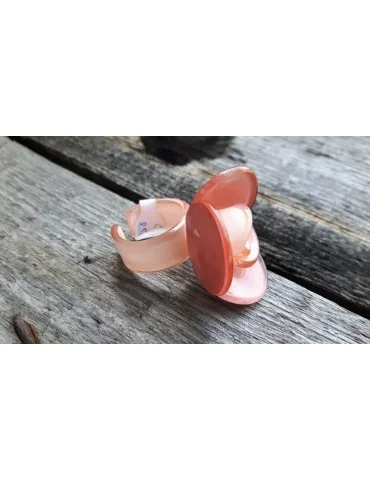 Ring Damenring Fingerring Kunststoff lachs Blume dehnbar