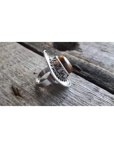 Ring Damenring Fingerring Metall Kunststoff braun altsilber 344093