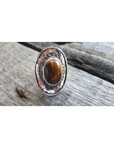 Ring Damenring Fingerring Metall Kunststoff braun altsilber 344093