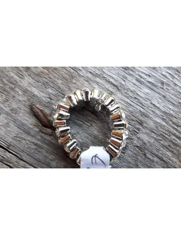 Ring Damenring Damen Metall Kunststoff weiß silber Strass Steine elastisch
