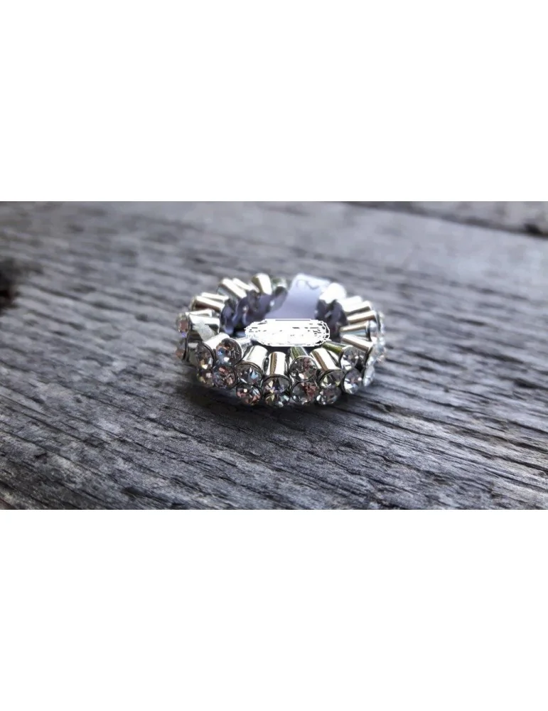 Ring Damenring Damen Metall Kunststoff weiß silber Strass Steine elastisch