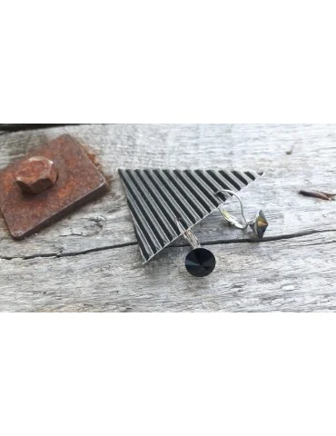 Damen Ohrringe Ohrhänger Kristall schwarz black rund 12910