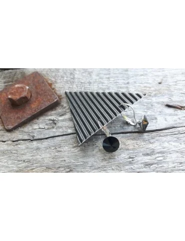 Damen Ohrringe Ohrhänger Kristall schwarz black...