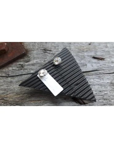 Damen Ohrringe Ohrstecker eingefasster Kristall weiß white rund 9058700