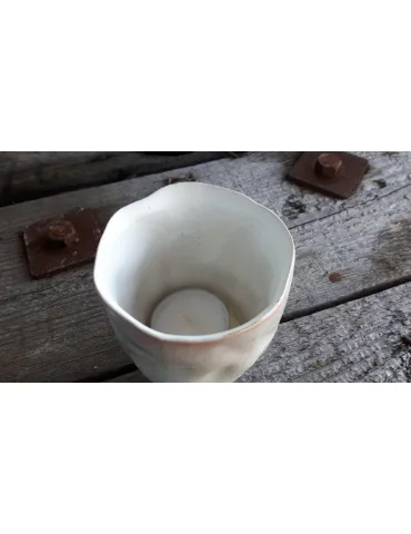 Teelicht Teelichtglas Kerzenständer Glas creme weiß Schimmer klein 13727