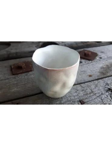 Teelicht Teelichtglas Kerzenständer Glas creme weiß Schimmer klein 13727