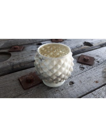 Teelicht Teelichtglas Kerzenständer Glas creme gold silber matt Noppen 13264