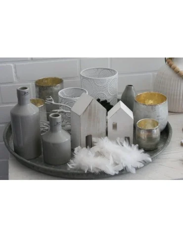 Teelicht Teelichtglas Kerzenständer Glas creme anthrazit matt 13728