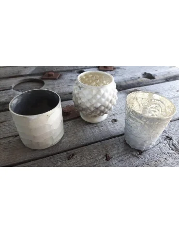 Teelicht Teelichtglas Kerzenständer Glas creme...