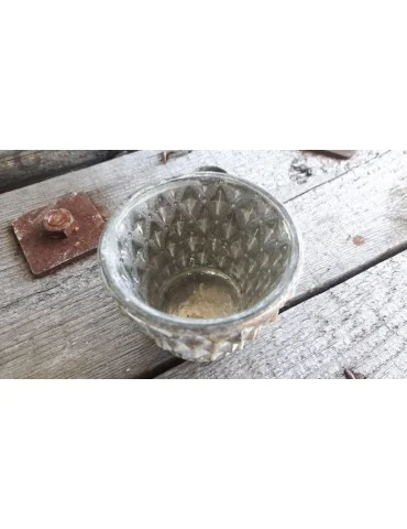 Teelicht Teelichtglas Kerzenständer Glas gold grau Rauten Noppen 13258