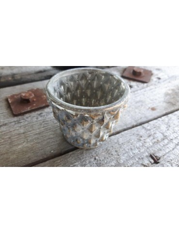 Teelicht Teelichtglas Kerzenständer Glas gold grau Rauten Noppen 13258