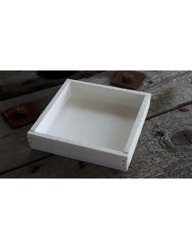 Dekobrett Holzbrett Brett für Teelichter weiß Holz klein Eckig 14 x 14 x 3 cm 13733
