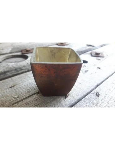 Teelicht Teelichtglas Kerzenständer Glas braun bronze Schimmer eckig 033834