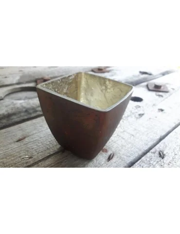 Teelicht Teelichtglas Kerzenständer Glas braun bronze Schimmer eckig 033834