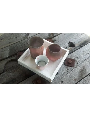 Teelicht Teelichtglas Kerzenständer Glas rose rosa grau matt rund Rillen 12924