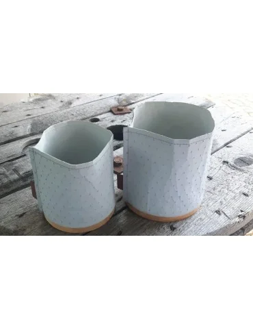 Teelicht Kerzenständer Papier gummiert hellgrau...