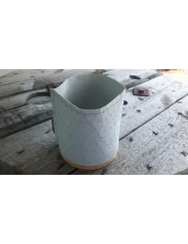 Teelicht Kerzenständer Papier gummiert hellgrau Holz 11842 klein