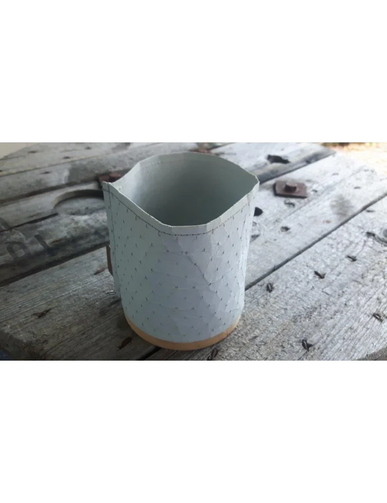 Teelicht Kerzenständer Papier gummiert hellgrau Holz 11842 klein