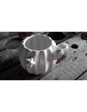 Kakteen Topf Keramik Porzellan weiß White groß 12757
