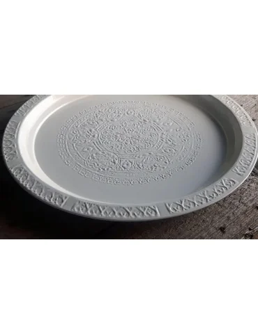 Dekotablett Metall Tablett Teelichter weiß rund 500658