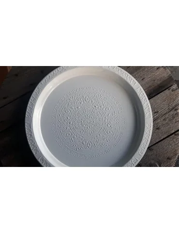 Dekotablett Metall Tablett Teelichter weiß rund 500658