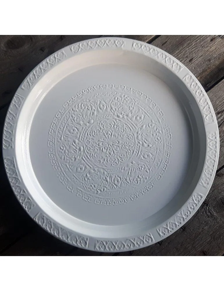 Dekottablett Metall Tablett Teelichter weiß rund 500658