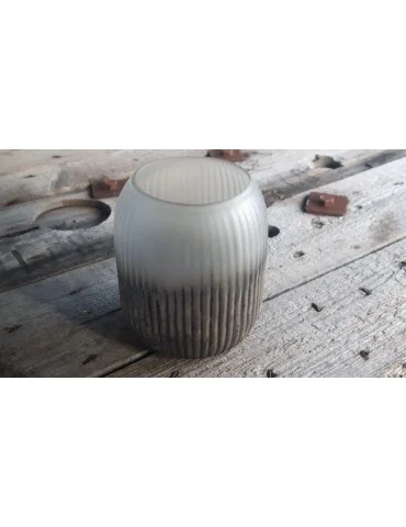 Teelicht Teelichtglas Kerze Glas hellgrau grau gold 11463