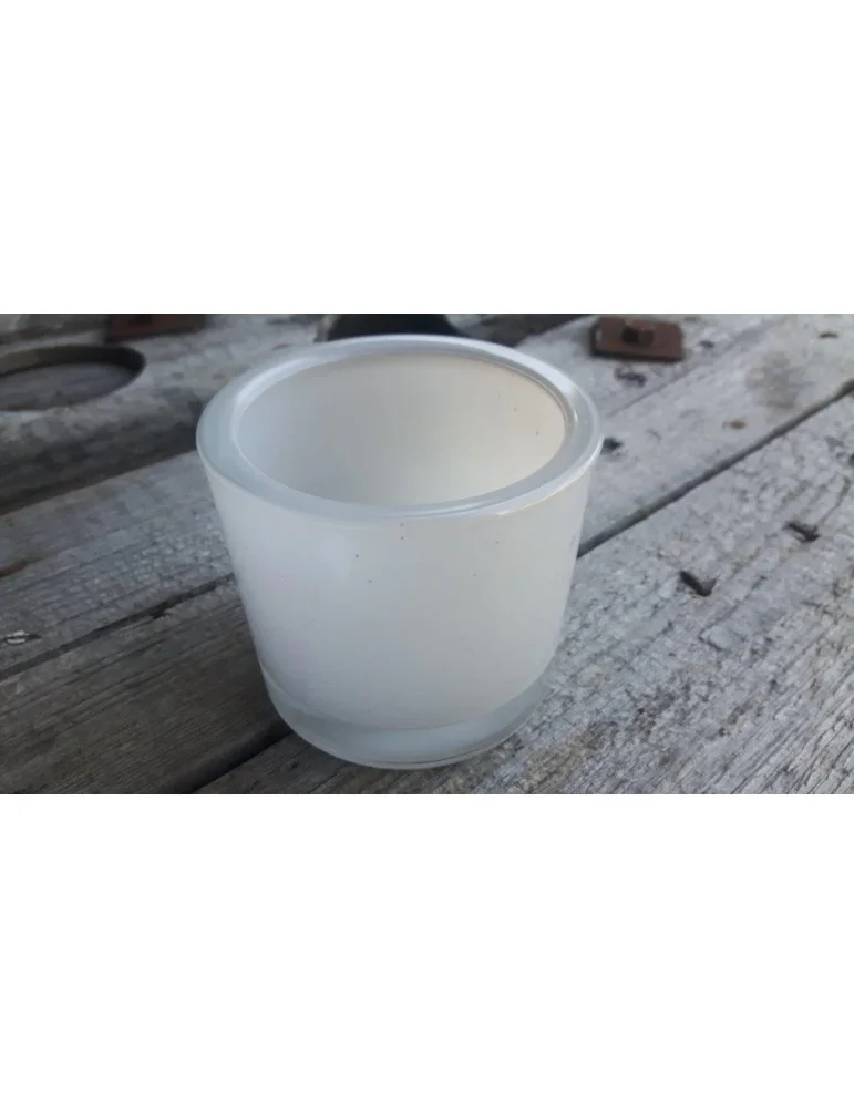 Teelicht Teelichtglas Kerzenständer Glas hellgrau milchig  11324