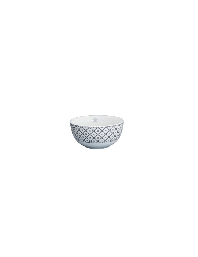 Krasilnikoff Porzellan Müslischale Happy Bowl weiß grau grau Diagonal HB181