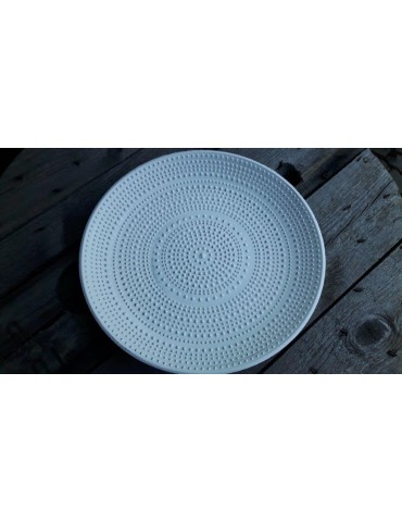 Dekobrett Teller für Teelichter Holz weiß Muster rund Ø 34 cm 13289