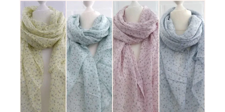 Neue Seiden-Baumwoll Tücher mit feinem Blumenmuster