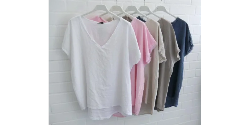 Leinenshirts mit offenen Kanten – Sommertrend