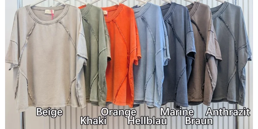 Stonewashed Shirt mit Deko Nähten