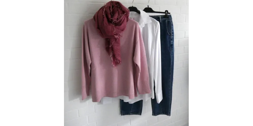 Herbst-Look: Feinstrick in Altrosa & Jeans