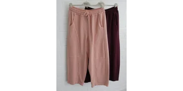 Lässige Wide-Leg Sweatpants in Rose & Weinrot