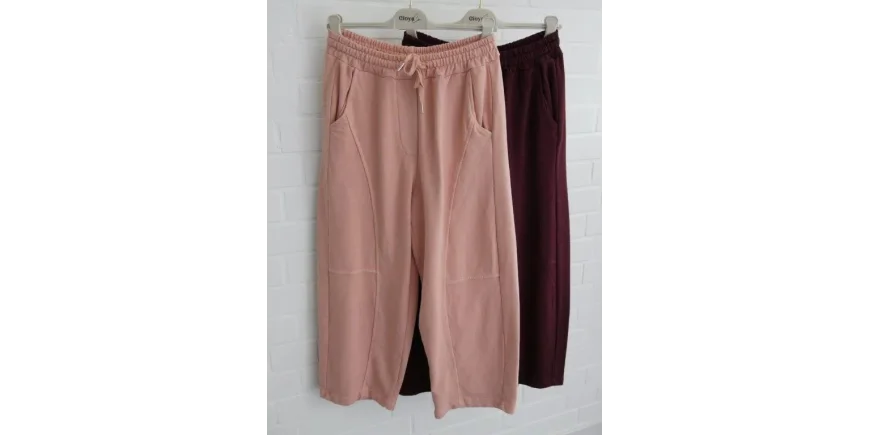 Lässige Wide-Leg Sweatpants in Rose & Weinrot