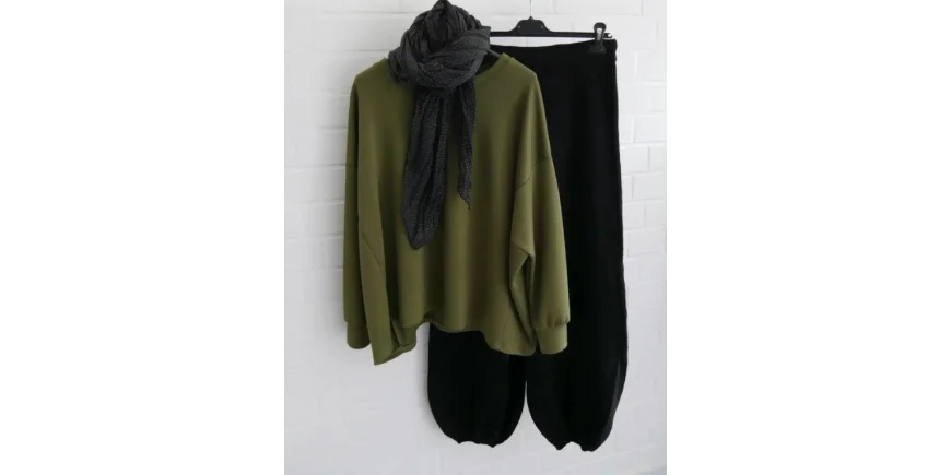 Lässiger Look: Scuba-Pullover & Strick-Pumphose