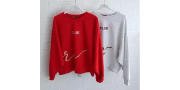 Lässige Oversize-Sweatshirts: Rot & Hellgrau Meliert