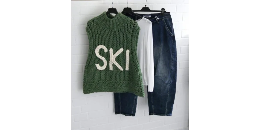 Lässiger Winter-Look: SKI-Grobstrick & Barrel-Leg Jeans